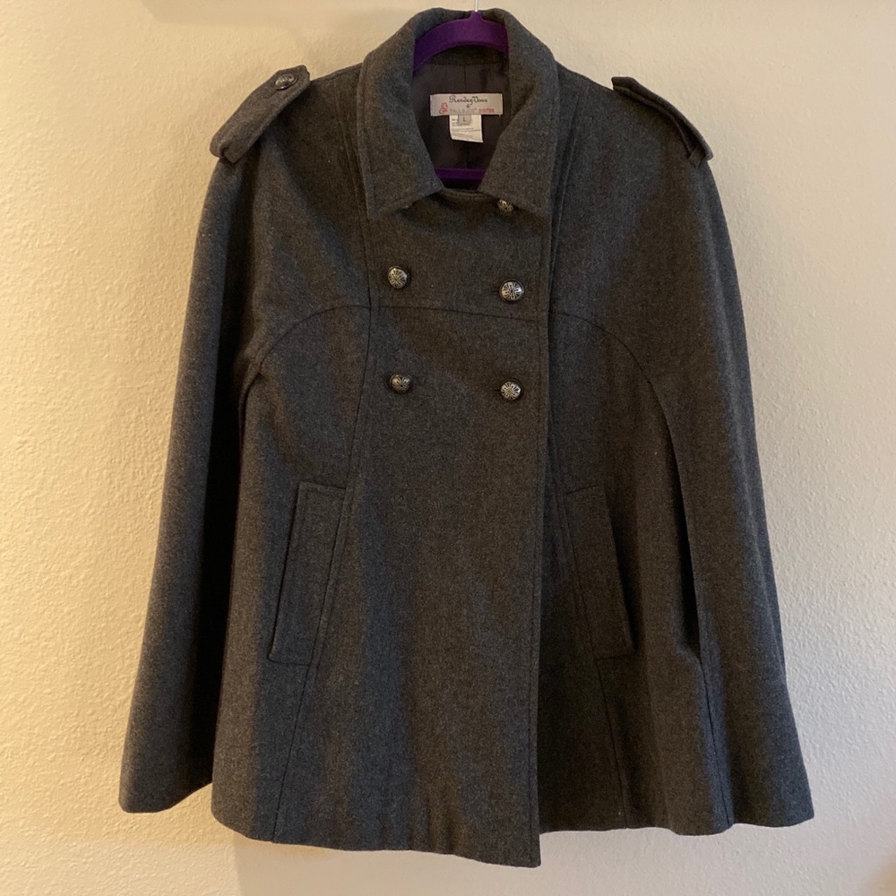 Charcoal wool cape large
